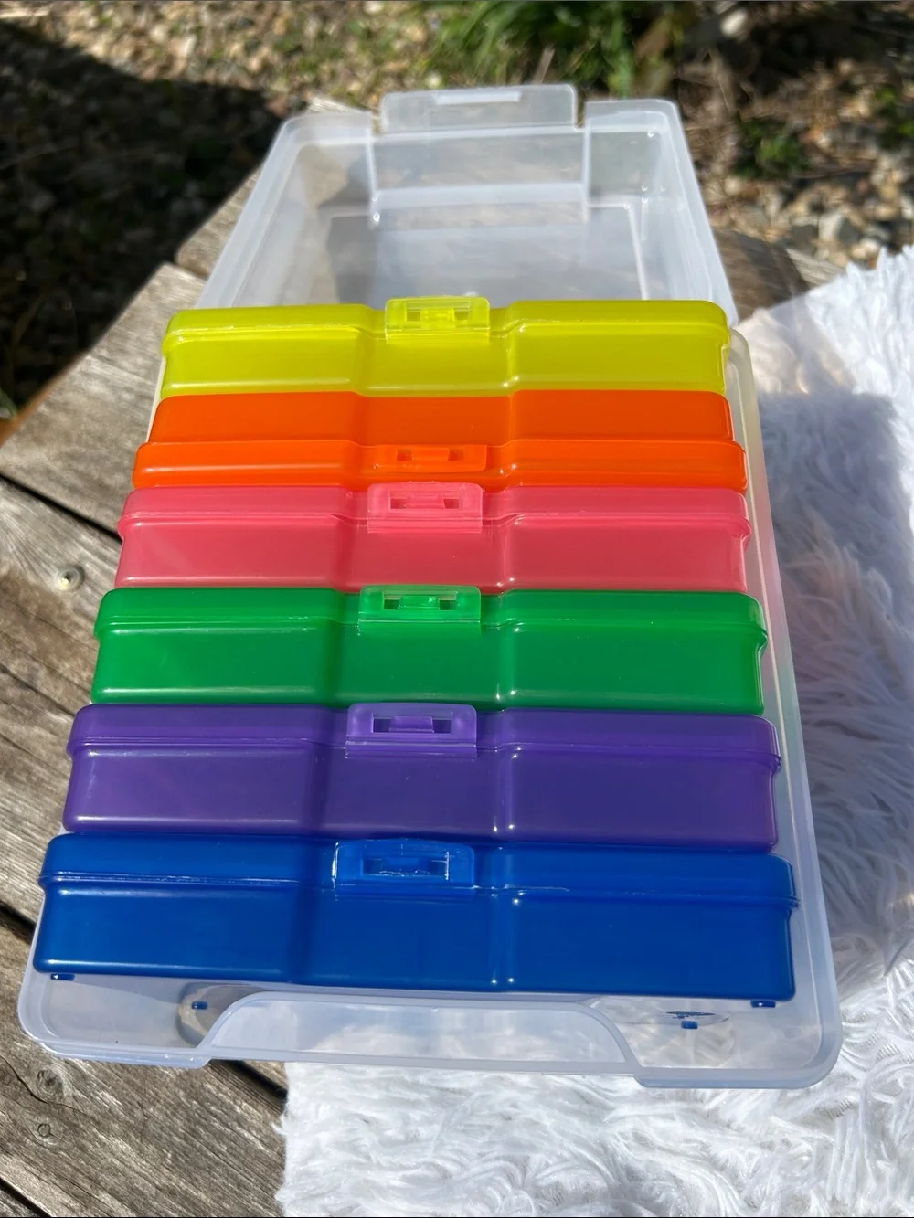 IRIS 4 x 6 Inch Photo Storage Box with 6 Colored Inner Cases (7 Pieces)